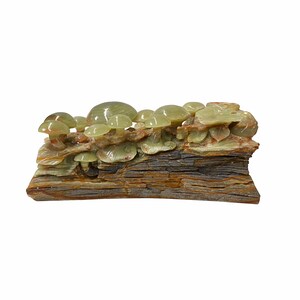 Natural Stone Carved Flower Mushroom on Wood Fengshui Display Figure ws1678E image 6