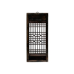 Chinese Vintage Restored Wood Geometric Pattern Brown Wall Hanging Art ws3750E image 5