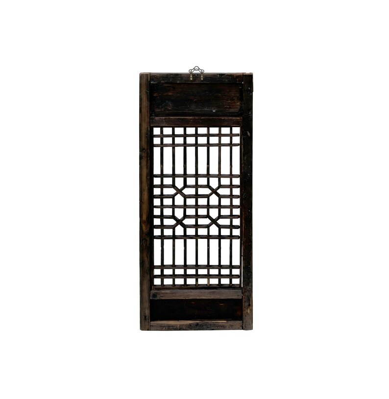 Chinese Vintage Restored Wood Geometric Pattern Brown Wall Hanging Art ws3750E image 5