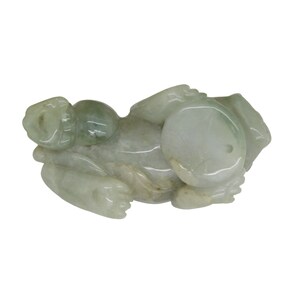 Fengshui Figure Hand Carved Chinese Natural Jade Pixiu Pendant n525E image 6