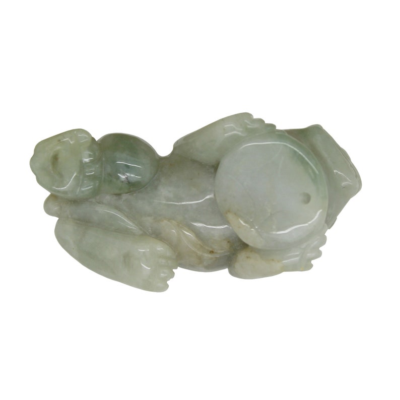 Fengshui Figure Hand Carved Chinese Natural Jade Pixiu Pendant n525E image 6