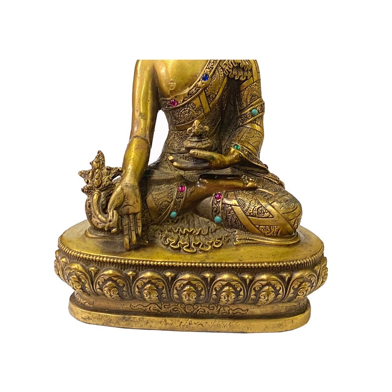 Chinese Distressed Bronze Color Metal Sitting Lotus Buddha Statue ws2122E image 3