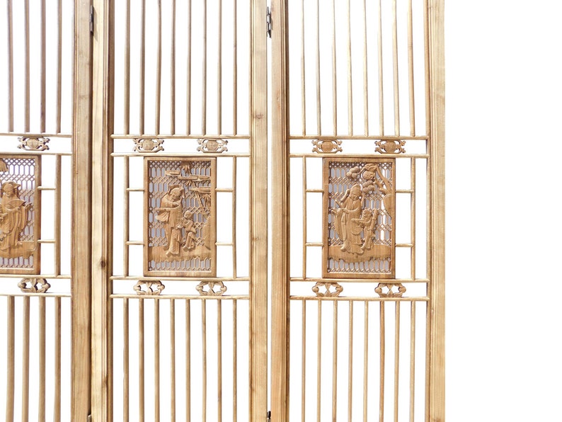 Chinese People Carving Window Pattern Wood Panel Floor Screen cs1523E image 3