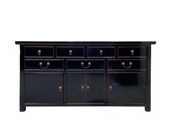 Chinese Black Lacquer 7 Drawers Sideboard Buffet Credenza Table Cabinet cs7507E