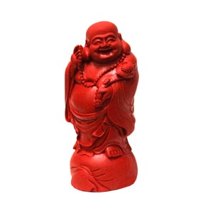 Chinese Handmade Red Cinnabar Happy Buddha Figure ws562E