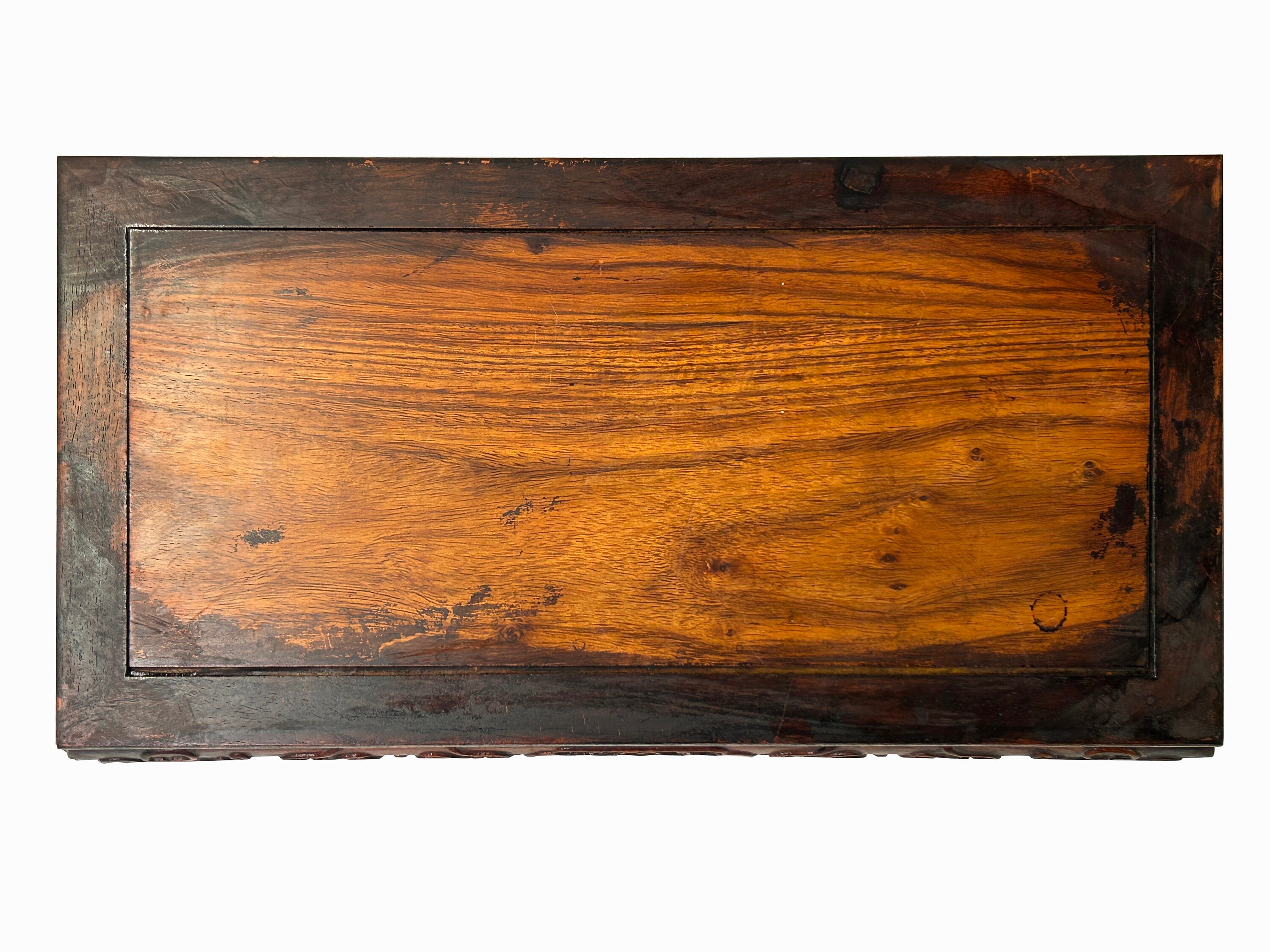 14.25 Brown Oriental Lotus Rectangular Display Table Stand 14.25 Brown Oriental Lotus Rectangular Display Table Stand