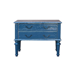 Rough Wood Blue Lacquer 2 Drawers Sideboard Credenza Table Cabinet ws3291E image 1