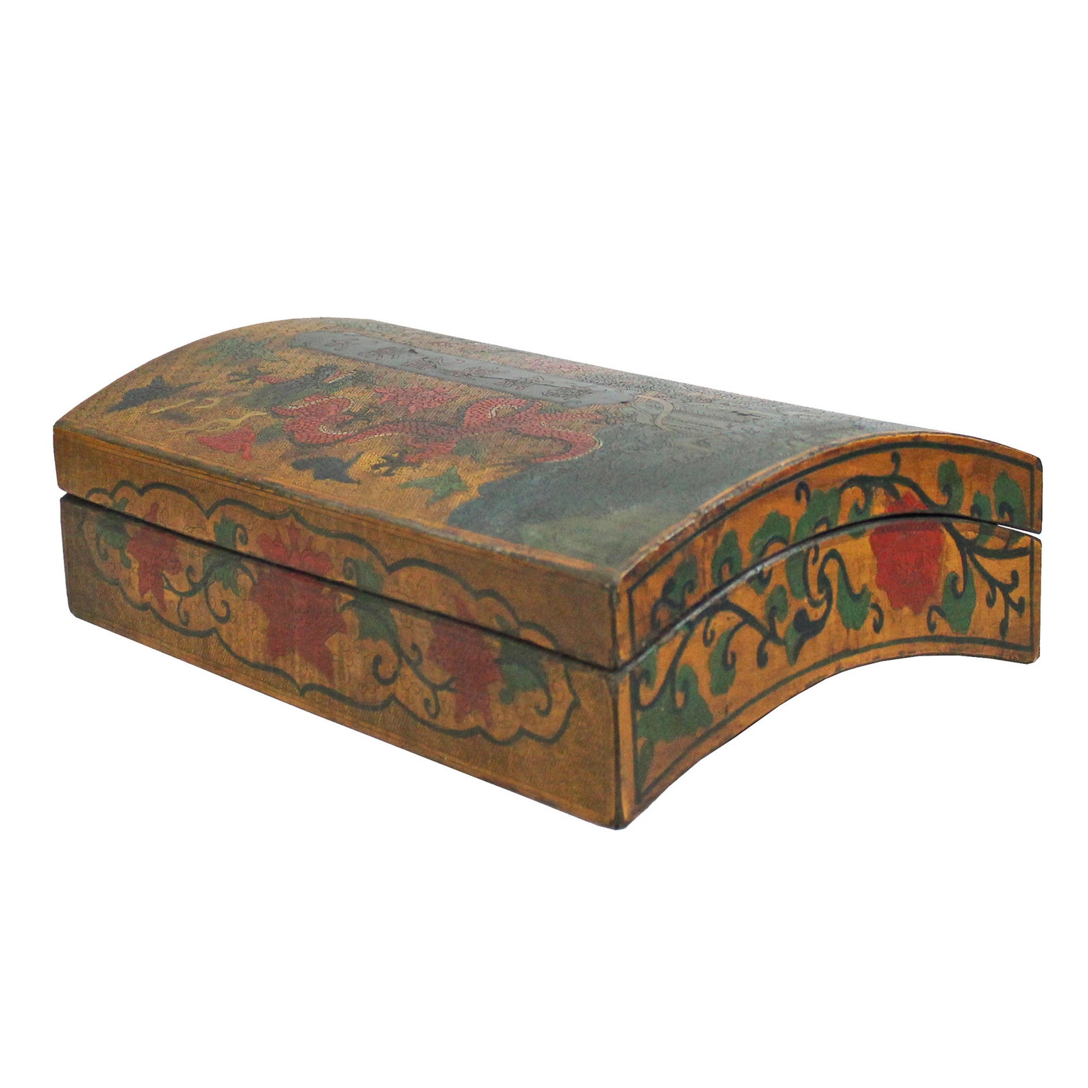Distressed Yellow Dragon Graphic Rectangular Curved Shape Box - Etsy