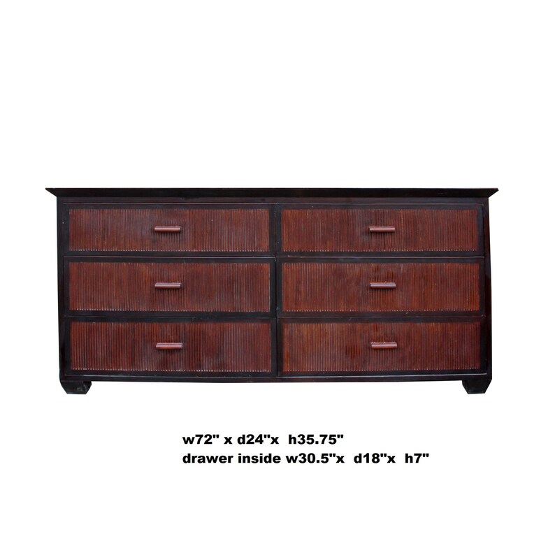 Oriental Bamboo Accent 6 Drawers Console Sideboard Table Cabinet cs4940E image 8