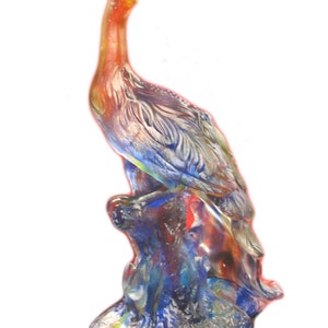 Chinese Crystal Glass Pate-de-verre Liuli Mix Color Peacock Figure wk2197E