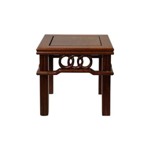 5.5&quot; Brown Wood Triple Rings Pattern Square Display Stand Riser Easel ws4149E