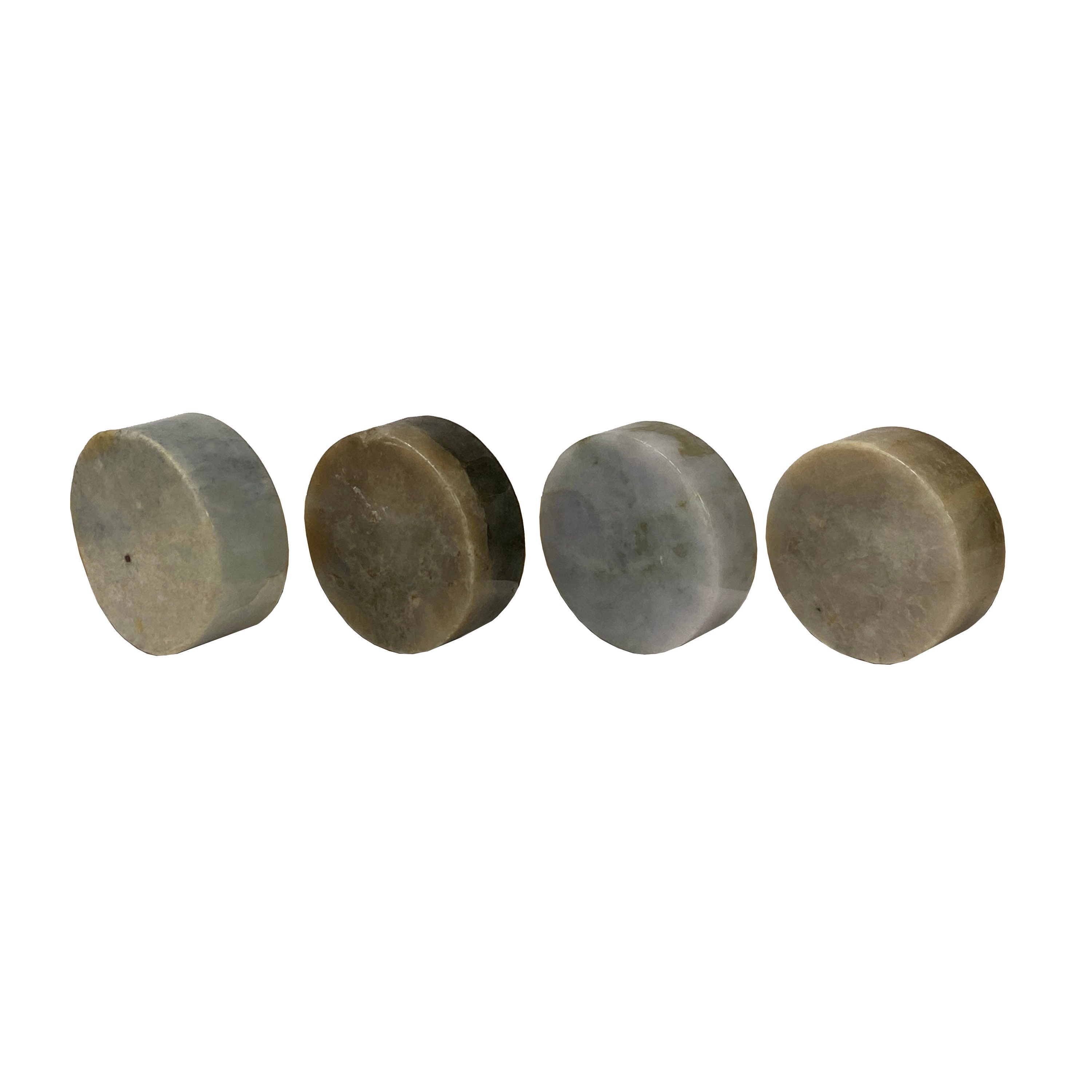 Set of 4 Stone Carved Round Shape Sample Display Art Paperweight ...