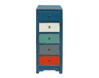 Mixed Color Blue Five Drawers Slim Chest Cabinet cs4179E