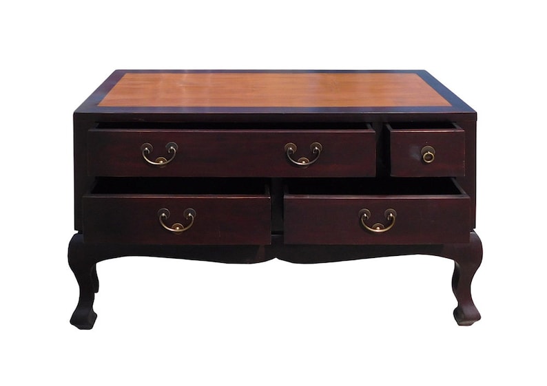 Chinese Brown Light Bamboo Top Dresser Drawer Cabinet Table cs1339E