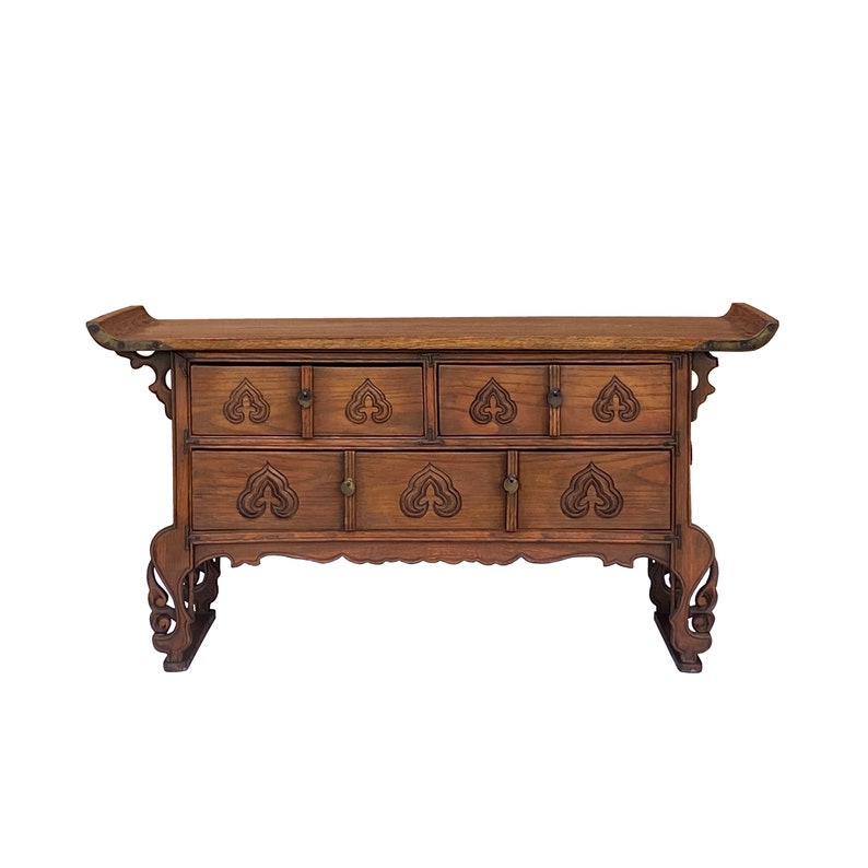 Oriental Asian Point Edge Chest of 3 Drawers Low Table Cabinet cs7294E image 1