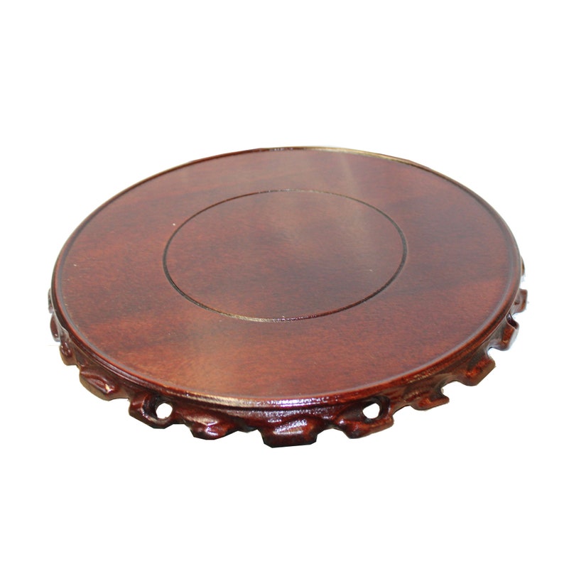 Chinese Brown Wood Handmade Round Table Top Stand Display Easel 7 ws818FE image 5