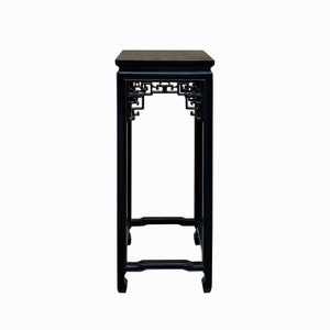 Chinese Black Lacquer Square Ru Yi Tall Plant Stand Pedestal Table cs7716E image 1