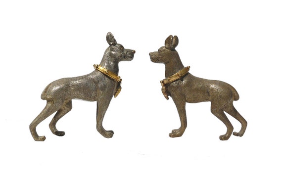 Pair Metal Mini Table Top Dogs Figure ss677S Pair Metal Mini Table Top Dogs Figure ss677S