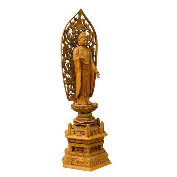 Chinese Sandal Wood Lotus Base Abhaya Mudra Buddha Statue ws1246S Chinese Sandal Wood Lotus Base Abhaya Mudra Buddha Statue ws1246S