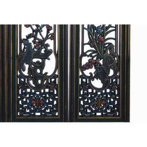 Chinese Color Painted 4 Seasons Flower Wooden Wall 4 Panels Set cs6057E image 3