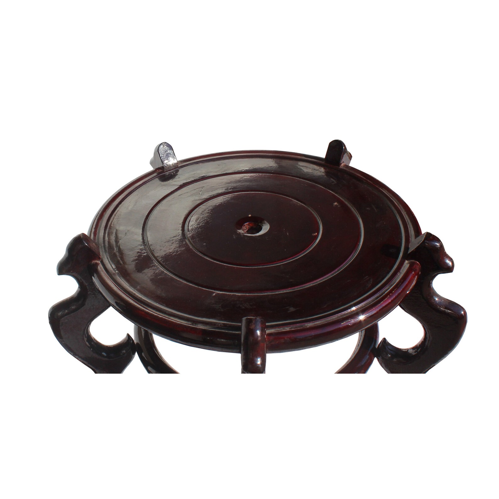 Chinese Brown Wood Round Table Top Stand Display Easel Etsy