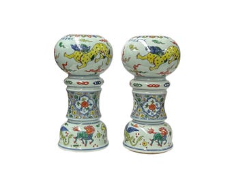 ヴィンテージ 中国磁器 青磁 花瓶 龍 唐三彩 民族 マルチカラー - Etsy