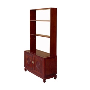 Chinese Mahogany Brown Slim 3 Shelves Bookcase Display Cabinet cs7262E image 6