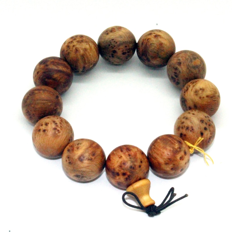 Medium Brown Cypress Wood Beads Hand Rosary Praying Bracelet ws215E image 1