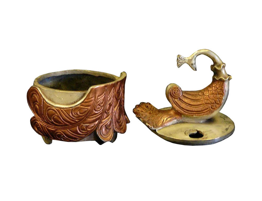 Chinese Silver Rose Peacock Accent Metal Incense Burner cs690-13s Chinese Silver Rose Peacock Accent Metal Incense Burner cs690-13s