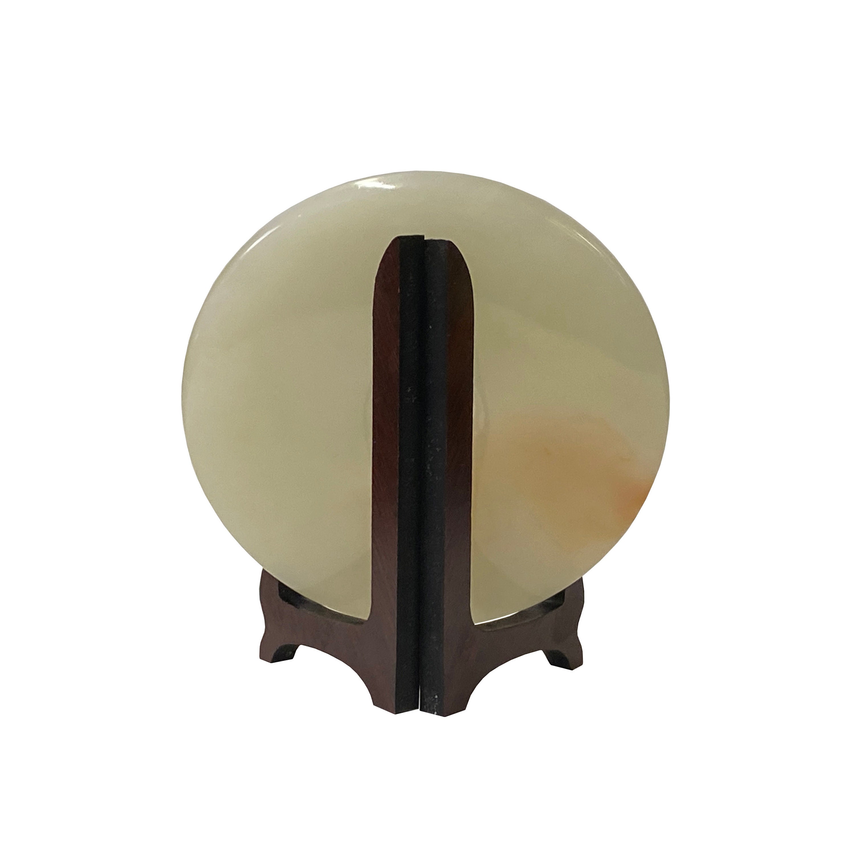 Natural White Brown Onyx Stone Round Fengshui Home Decor Display
