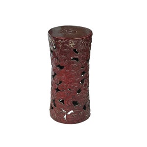 Ceramic Brick Red Cloud Scroll Round Tall Pedestal Table Display Stand ws3524E image 2