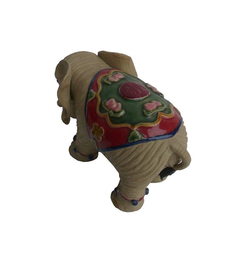 Pair Handmade Ceramic Lovely Elephant With Beautiful Jewelry Decor Statue fs722E image 5