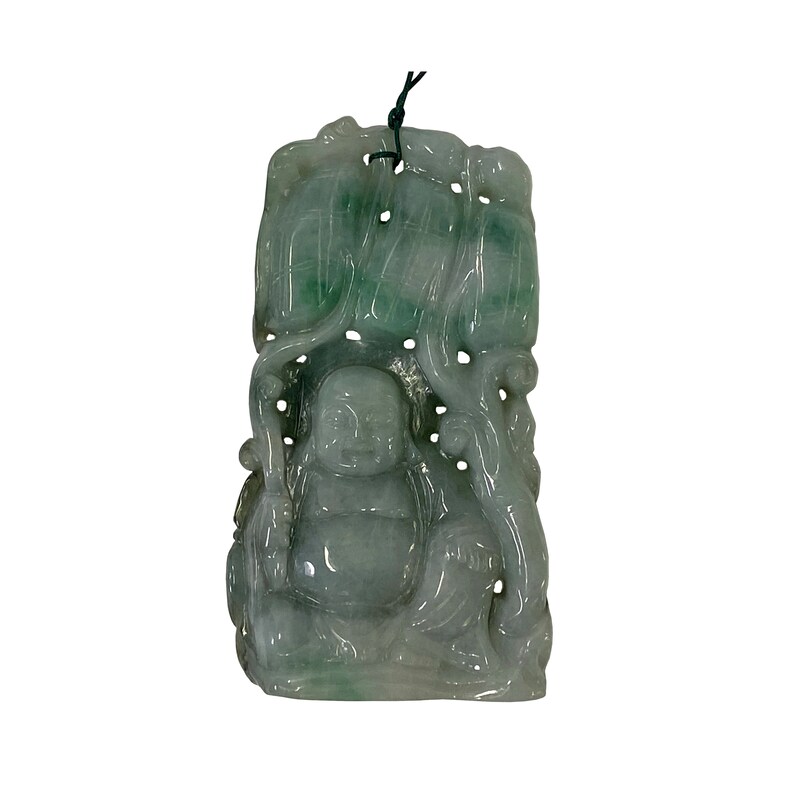 Chinese Jade Carved Happy Buddha Ornament Display s2237E image 5