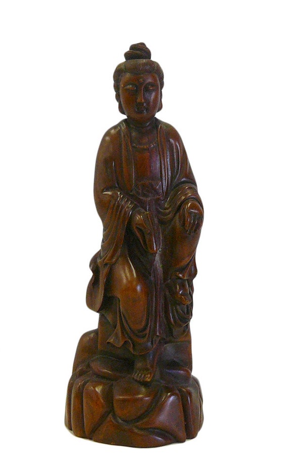 Chinese Boxwood Sitting Scholar Kwan Yin Statue cs695-2S Chinese Boxwood Sitting Scholar Kwan Yin Statue cs695-2S