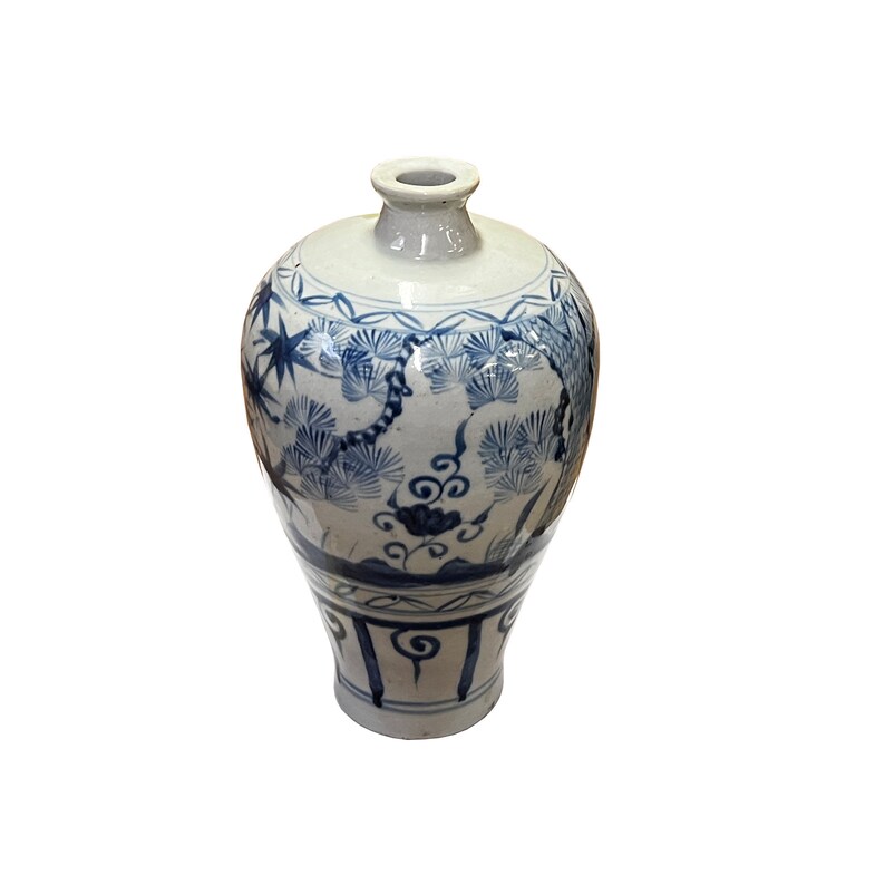 Chinese Blue White Porcelain Flowers Theme Vase Display ws2877E image 4