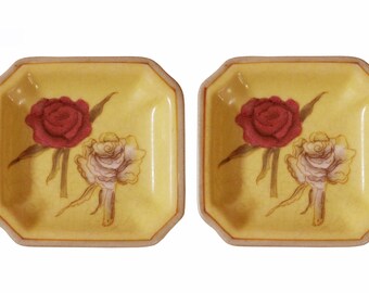 Lot Of 2 Quality Asian Artist Hand Painted Porcelain Square Display Dish vs075-4S Lot Of 2 Quality Asian Artist Hand Painted Porcelain Square Display Dish vs075-4S