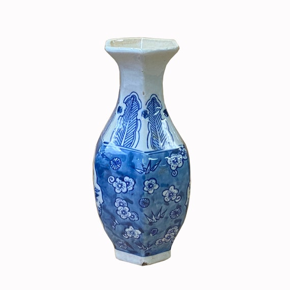中国製青白磁六角花グラフィック小花瓶 2個セット ws2035E - Etsy 日本