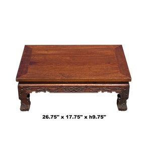 Brown Rosewood Oriental Scroll Carving Rectangular Display Table Stand ws2109E image 2