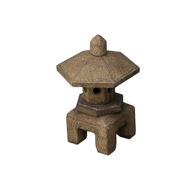 15.5 Chinese Gray Brown Hexagon Top Pagoda Shape Garden Stone Lantern ws3653E immagine 6
