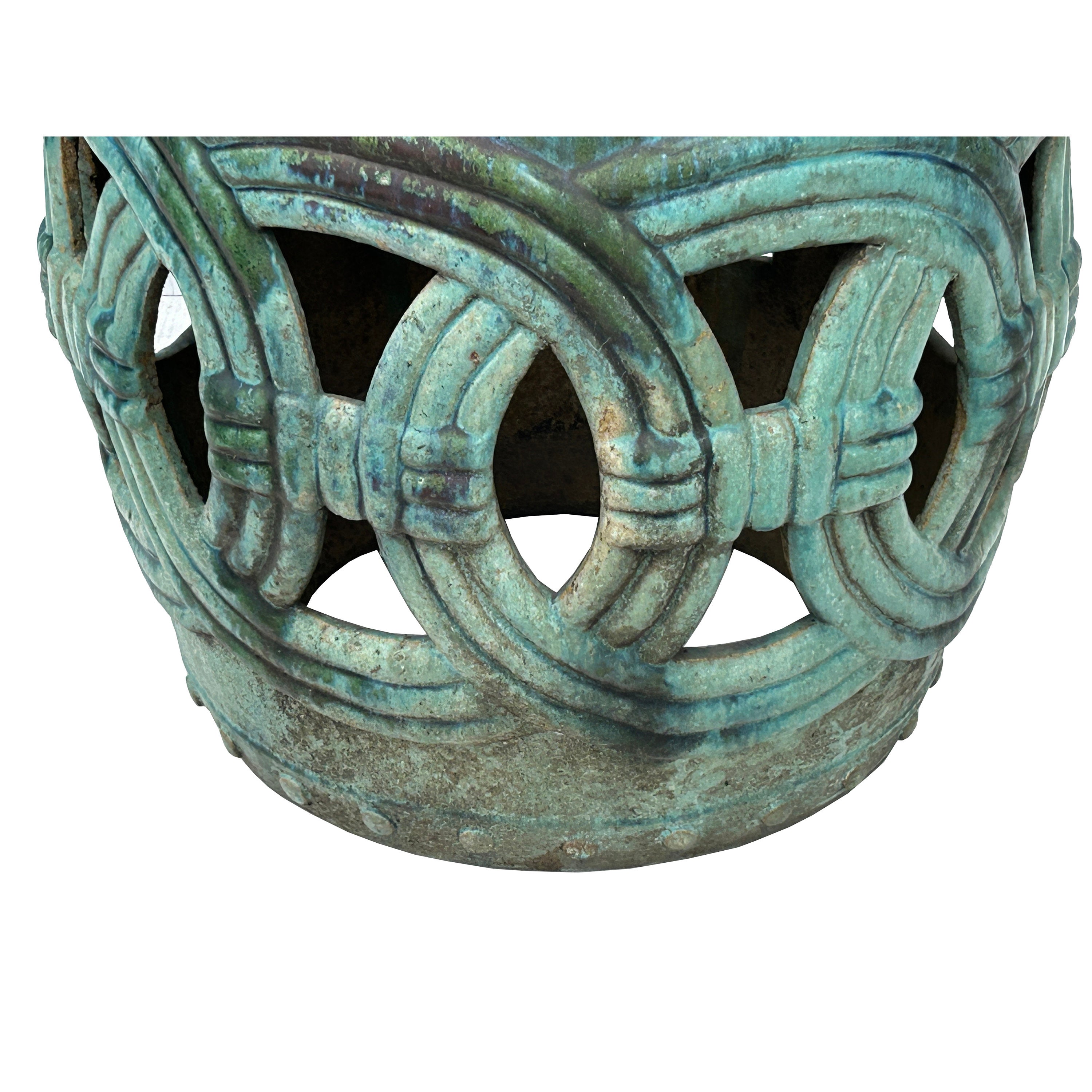 Vintage Distressed Turquoise Clay Round Double Coins Garden Vintage Distressed Turquoise Clay Round Double Coins Garden