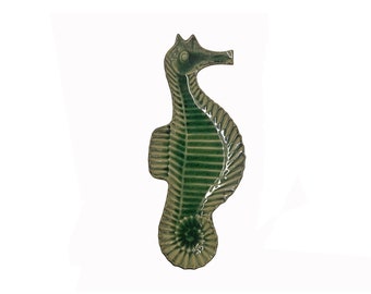 Künstlerische Grüne Glasur Keramik Dekorative Seepferdchen Form Teller ws3871E