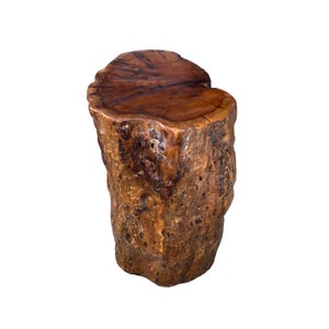 Raw Wood Rough Grain Finish Irregular Shape Short Stool Table cs7537E image 5