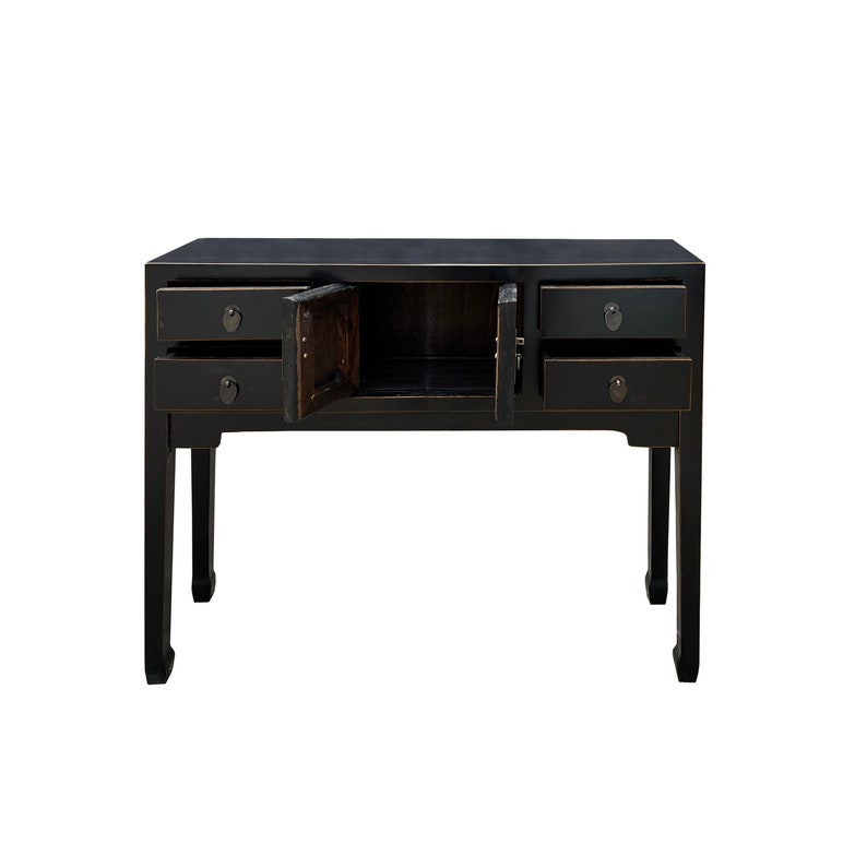 Oriental Black Lacquer 4 Drawers Slim Narrow Foyer Side Table cs7604 image 5