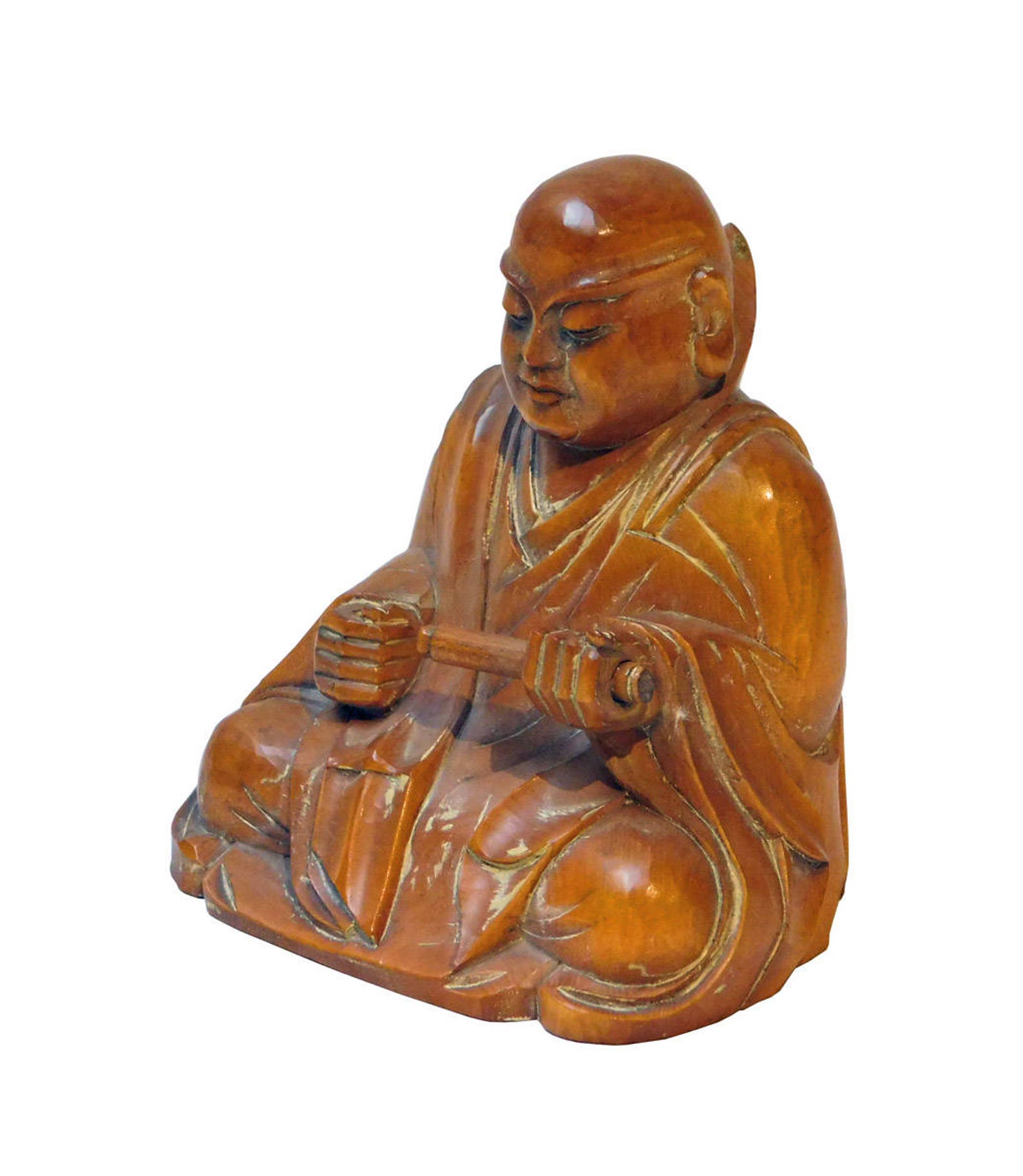 Wood Carved Lo Han Monk Statue in Deep Meditation Praying - Etsy