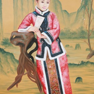 Qianlong Period Chinese Lady Portrait Oil Painting s1909E image 2