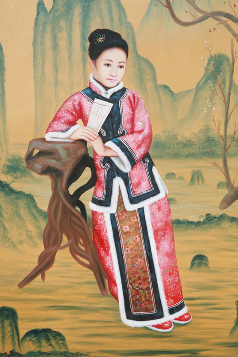 Qianlong Period Chinese Lady Portrait Oil Painting s1909E image 2