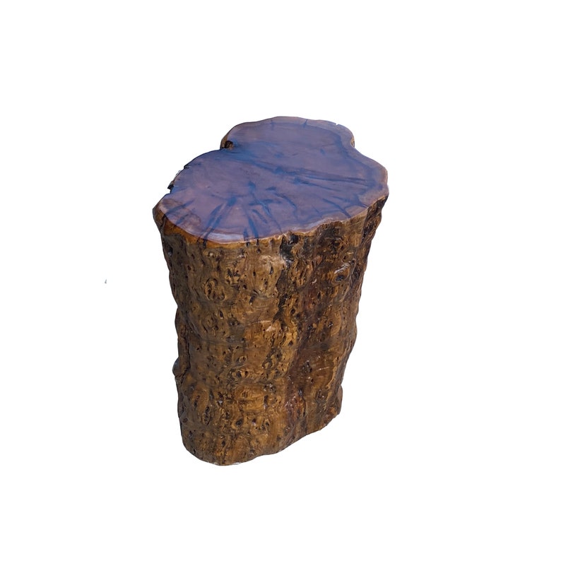 Raw Wood Rough Grain Finish Irregular Shape Short Stool Table cs7537E image 2