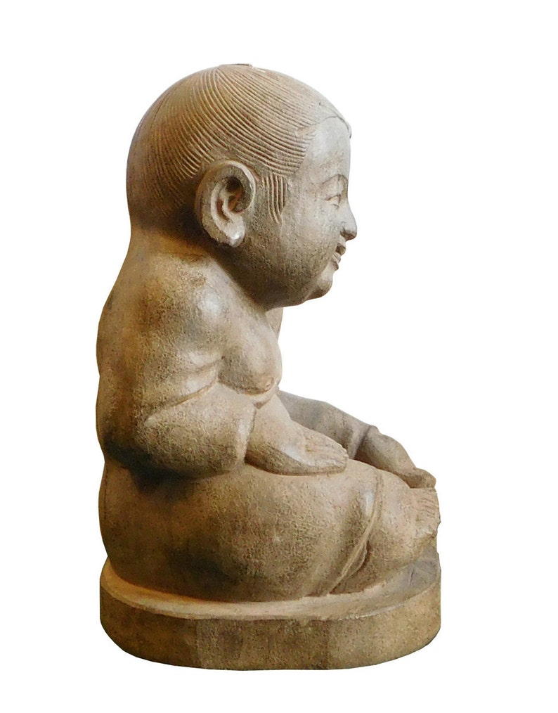 Chinese Oriental Stone Sitting Baby Kid Figure cs1924E Bild 3