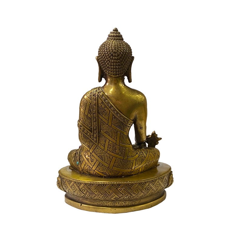 Chinese Distressed Bronze Color Metal Sitting Lotus Buddha Statue ws2122E image 5