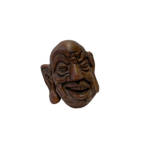 Chinese Natural Bamboo Carved Happy Man Face Display ws3254E image 4